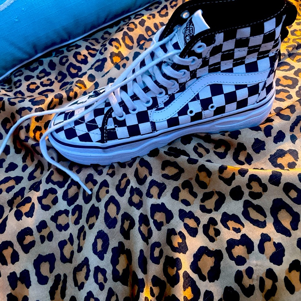 High Top Platform Checkered Vans